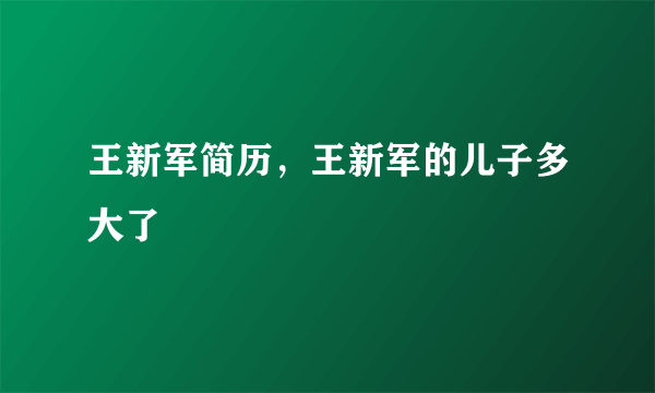 王新军简历，王新军的儿子多大了