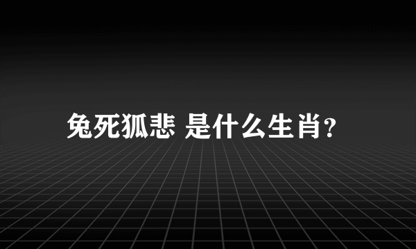 兔死狐悲 是什么生肖？