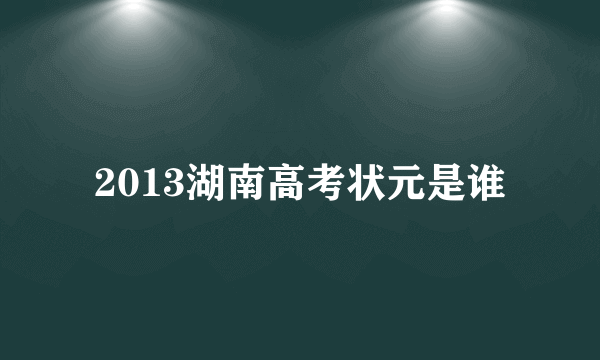 2013湖南高考状元是谁