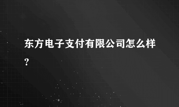 东方电子支付有限公司怎么样？