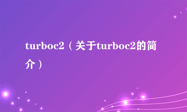 turboc2（关于turboc2的简介）