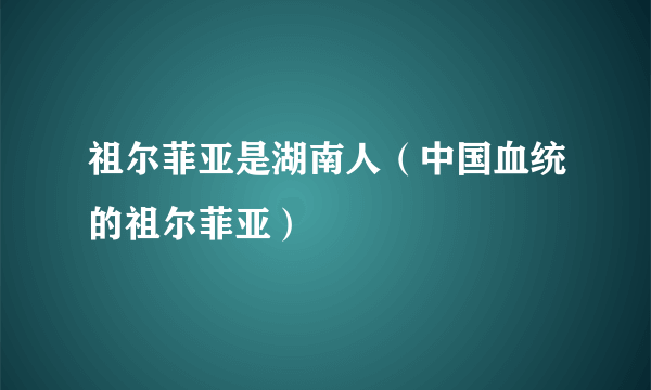 祖尔菲亚是湖南人（中国血统的祖尔菲亚）