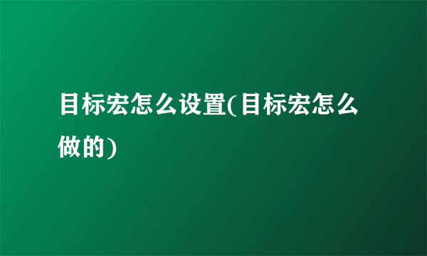 目标宏怎么设置(目标宏怎么做的)