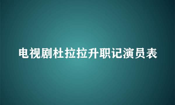 电视剧杜拉拉升职记演员表