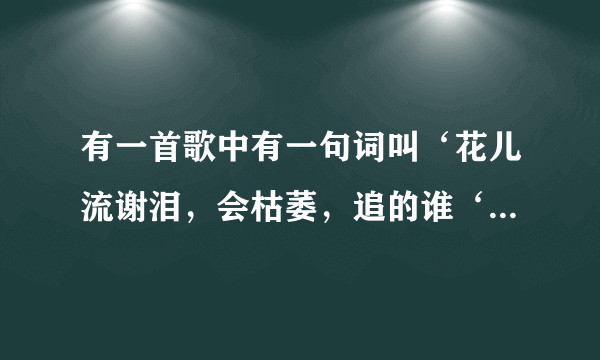 有一首歌中有一句词叫‘花儿流谢泪，会枯萎，追的谁‘这首歌叫什么