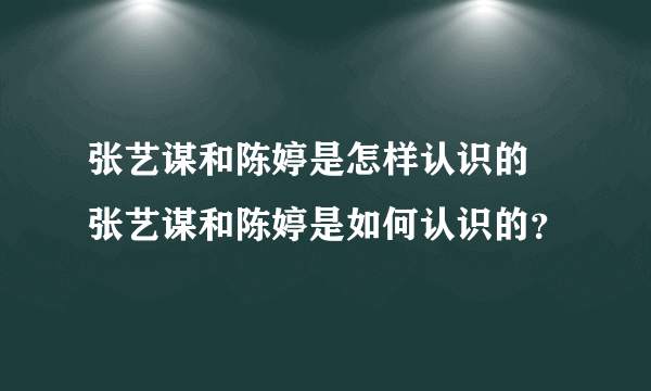 张艺谋和陈婷是怎样认识的 张艺谋和陈婷是如何认识的？