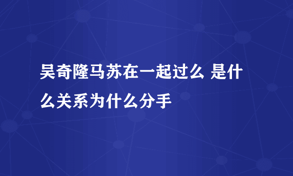 吴奇隆马苏在一起过么 是什么关系为什么分手