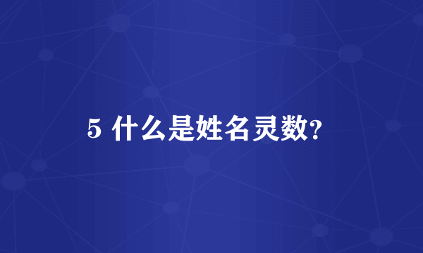 5 什么是姓名灵数？