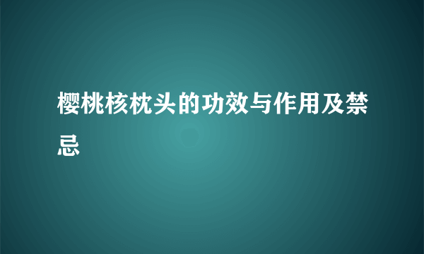 樱桃核枕头的功效与作用及禁忌