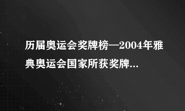 历届奥运会奖牌榜—2004年雅典奥运会国家所获奖牌情况排名