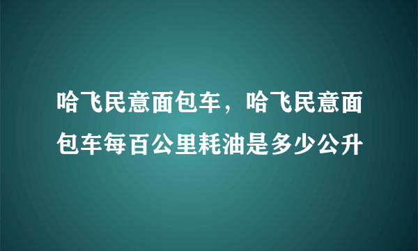 哈飞民意面包车，哈飞民意面包车每百公里耗油是多少公升