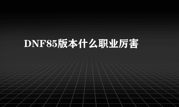 DNF85版本什么职业厉害