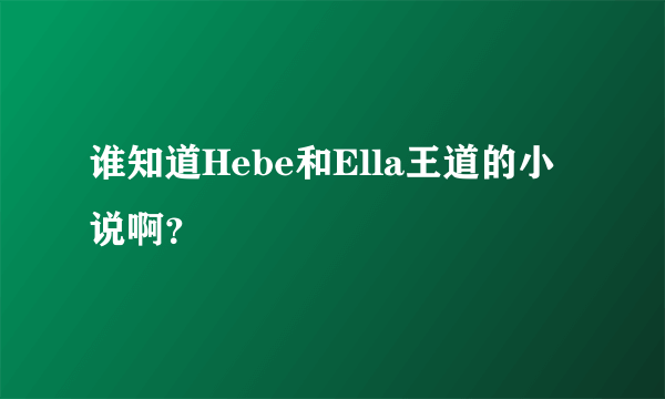 谁知道Hebe和Ella王道的小说啊？