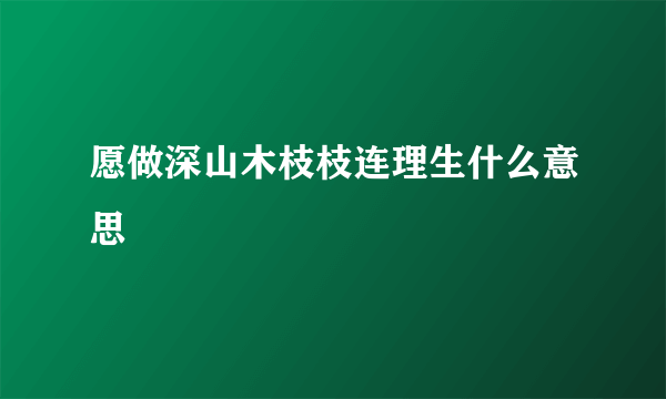 愿做深山木枝枝连理生什么意思