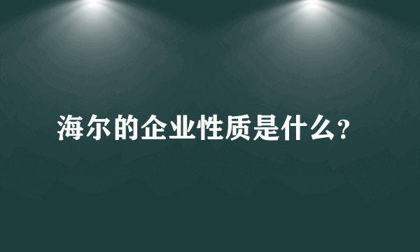 海尔的企业性质是什么？