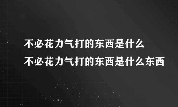 不必花力气打的东西是什么 不必花力气打的东西是什么东西