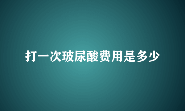 打一次玻尿酸费用是多少