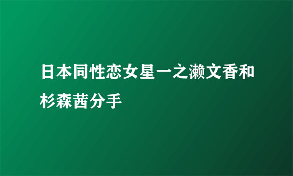 日本同性恋女星一之濑文香和杉森茜分手