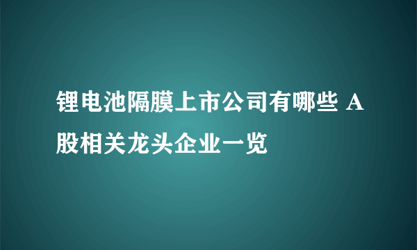 锂电池隔膜上市公司有哪些 A股相关龙头企业一览