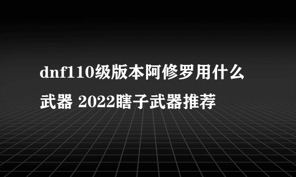 dnf110级版本阿修罗用什么武器 2022瞎子武器推荐