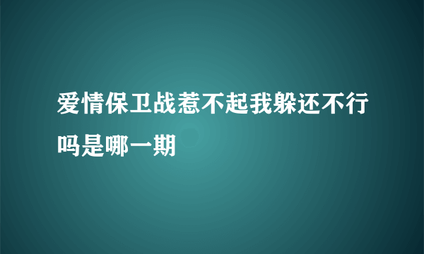 爱情保卫战惹不起我躲还不行吗是哪一期