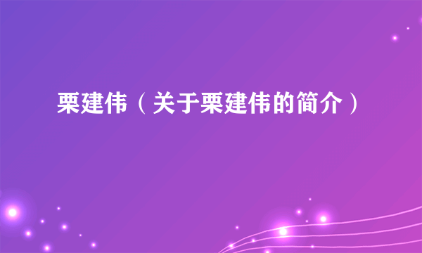 栗建伟（关于栗建伟的简介）