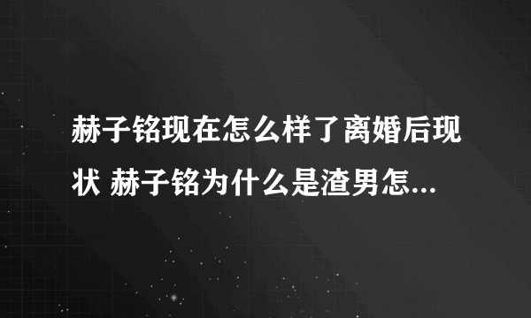 赫子铭现在怎么样了离婚后现状 赫子铭为什么是渣男怎么说何洁的