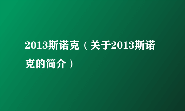 2013斯诺克（关于2013斯诺克的简介）