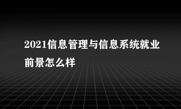 2021信息管理与信息系统就业前景怎么样