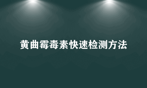 黄曲霉毒素快速检测方法