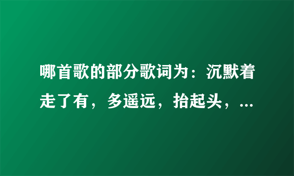 哪首歌的部分歌词为：沉默着走了有，多遥远，抬起头，蓦然间，才发现，一直倒退，倒退到原点，倔强坚持，。。。