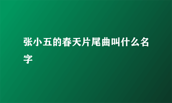 张小五的春天片尾曲叫什么名字