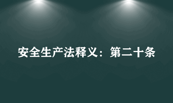 安全生产法释义：第二十条