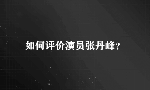 如何评价演员张丹峰？