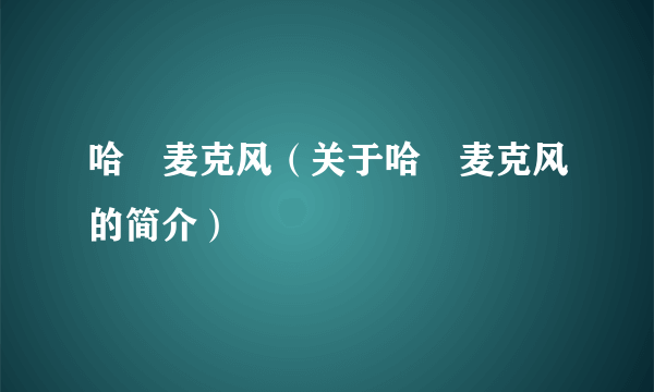 哈啰麦克风（关于哈啰麦克风的简介）