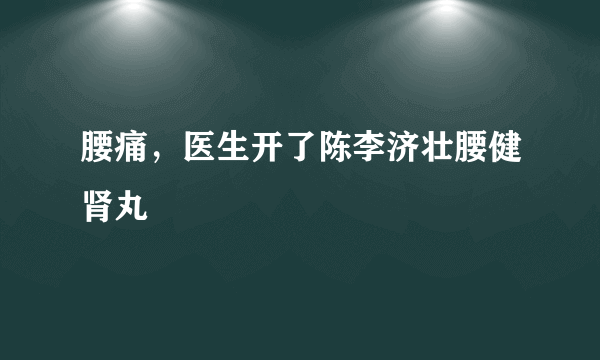 腰痛，医生开了陈李济壮腰健肾丸