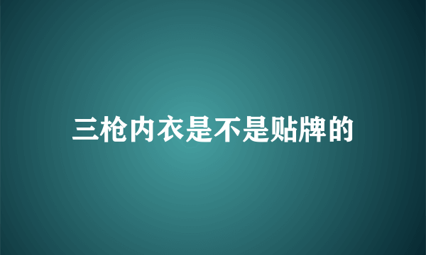 三枪内衣是不是贴牌的