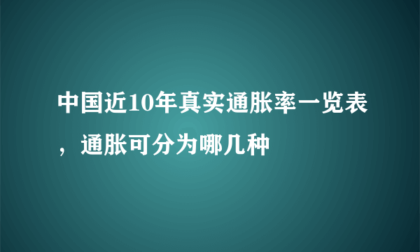 中国近10年真实通胀率一览表，通胀可分为哪几种 