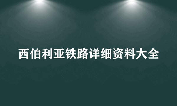 西伯利亚铁路详细资料大全