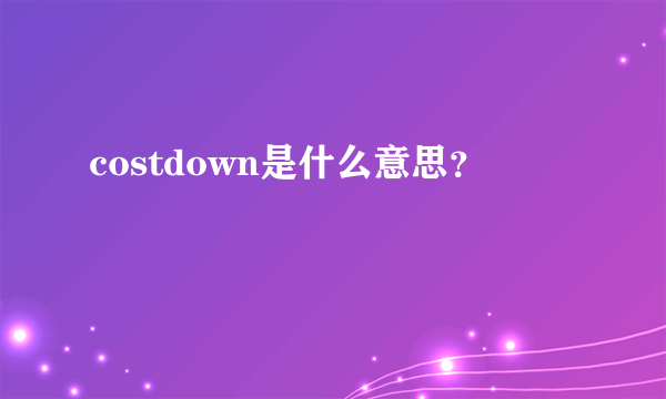 costdown是什么意思？