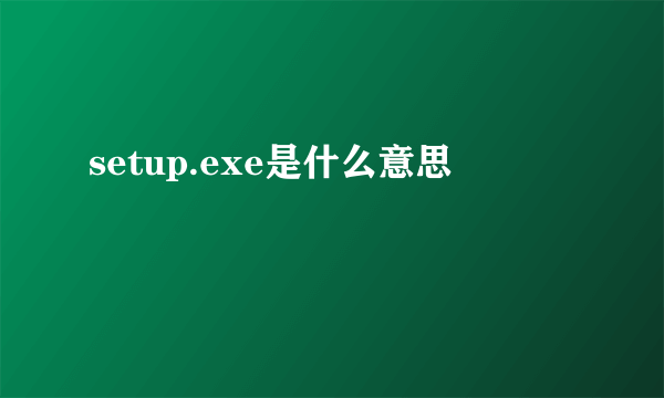 setup.exe是什么意思