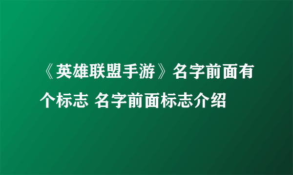 《英雄联盟手游》名字前面有个标志 名字前面标志介绍