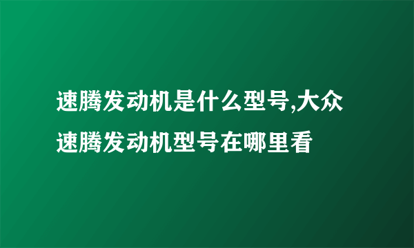 速腾发动机是什么型号,大众速腾发动机型号在哪里看