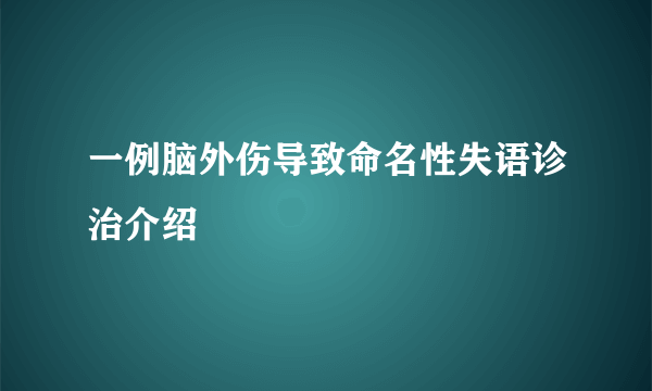 一例脑外伤导致命名性失语诊治介绍