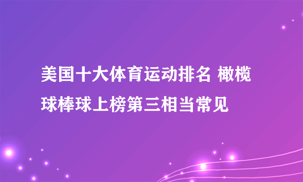 美国十大体育运动排名 橄榄球棒球上榜第三相当常见