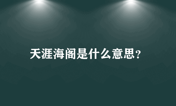 天涯海阁是什么意思？