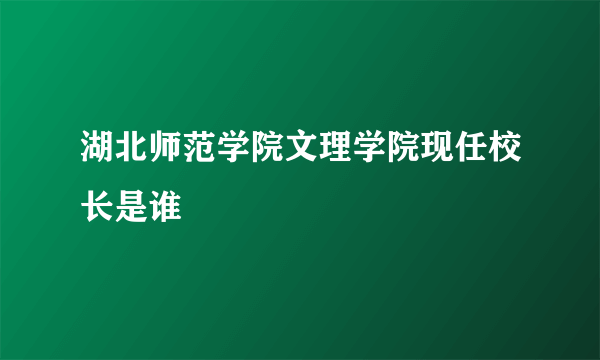 湖北师范学院文理学院现任校长是谁