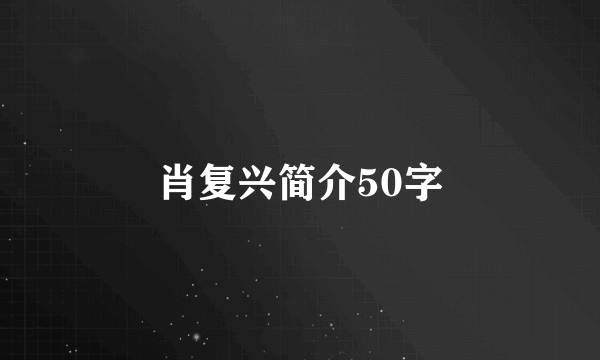 肖复兴简介50字