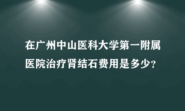 在广州中山医科大学第一附属医院治疗肾结石费用是多少？