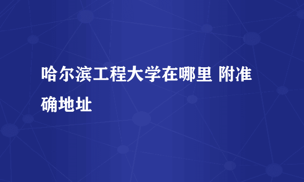 哈尔滨工程大学在哪里 附准确地址